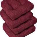 downluxe Chair Cushions for Dining Chairs 4 Pack, Tufted Indoor Chair Pads with Non-Slip Bottom, U-Shaped Kitchen Chair Cushions, 17"x17"x4", Burgundy