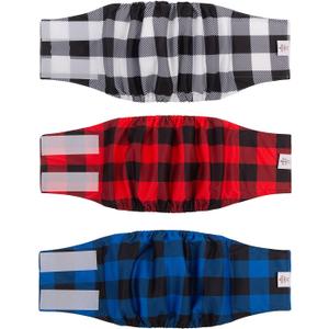 CuteBone Dog Diapers Male Washable Belly Band for Male Dogs Wraps 3pcs a Pack DM27M (M(14"-17"))