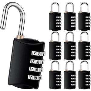 10 Pack 4 Digit Combination Locks Small Combination Padlock Luggage Number Locks Outdoor Waterproof Combo Lock for Traveling Toolbox School Gym Door Locker Suitcases