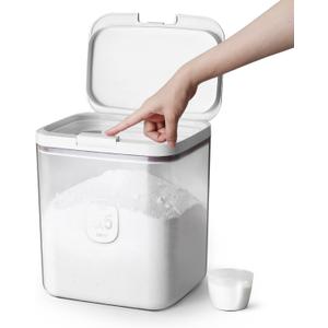 LivLab Mker Laundry Detergent Dispenser with One-Press Lid,Clear PET Powder container with Measuring Cup, Pods container 5.5L/12Lbs/200oz(270 Pods)