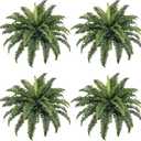 FOREST PRINCE 35" Fake Ferns, 4 Large Artificial Bonston Ferns Bushes Plants with 39 Fronds for Outdoors Garden Patio Porch Entrance Low Maintain Home Decor