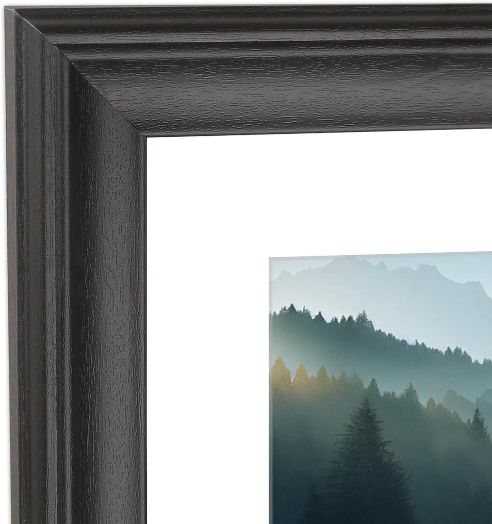 22x36 Picture Frame Black Solid Wood Poster Frame 18X32 with White Mat & Hanging Hardware Fits 22x36 or 18x32 photo frame (T23B2236W1832)