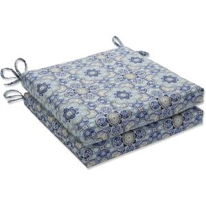 Pillow Perfect Outdoor/Indoor Keyzu Medallion Mariner Square Corner Seat Cushions, Blue 2 Count