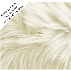FabricLA Shaggy Faux Fur Square - 10" X 10" Inches Pre-Cut - Use Fake Fur Fabric for DIY, Craft Fur Decoration, Fashion Accessory, Gnome, Hobby - White