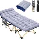 Sportneer Cots for Sleeping, Camping Cots for Adults with Mattress Max Load 450 LBS Heavy Duty Folding Portable Bed with Padded for Camping Tent Office Outdoor Travel Sleep Over 