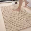 DEXI Bathroom Rugs 24x36, Extra Soft Absorbent Bath Mat, Non Slip Bathmat for Bathroom Floor, Machine Washable Rugs for Shower Floor, Beige