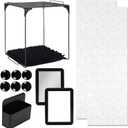 Locker Organizer and Locker Accessories Kit Includes ShelfRugMirrorWhiteboardStorage Cupand Magnetic Wallpaper Pink Locker Accessory for boy Back to School Essentials (Black)