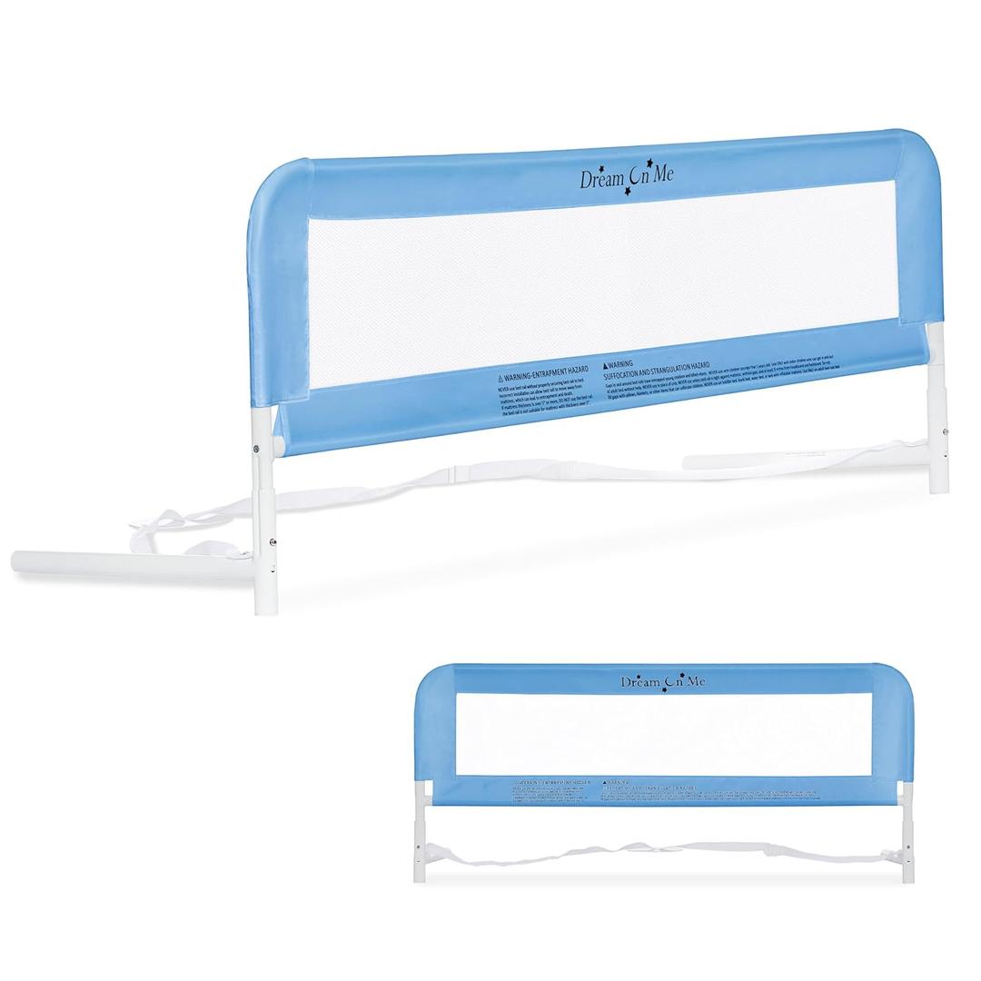 Dream On Me Adjustable Mesh Bed Rail, Two Height Levels, Ready To Use, Compatible with Adult Twin Size Beds, All Steel construction, Equipped with Guard Gap, Durable Nylon Fabric Mesh, Blue