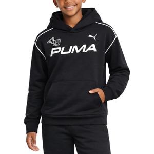 PUMA Boys Hoodie - Athletic Performance Fleece Pullover hoodies for Boys - Cozy Soft Graphic Kids Sweatshirt (14-16, Black Bold Logo)