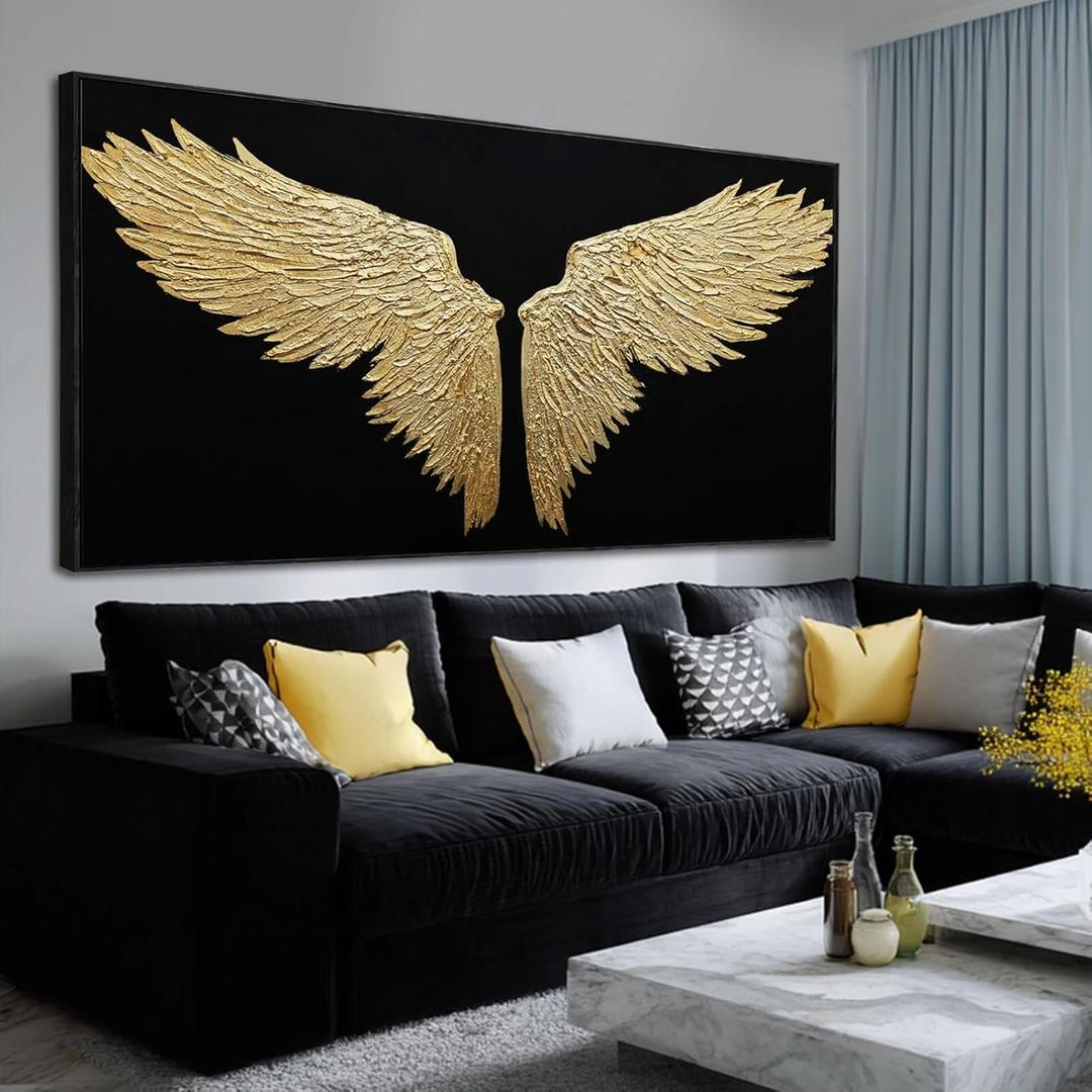 NBAODAN Abstract Art Wall Decor Large Wall Art Modern Canvas Prints Gold Minimalist Room Decor Office Black Painting 29x58 Inch Living Room Decorations