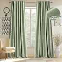 MIULEE 100% Blackout Curtains 72 inches Long, Linen Curtains & Drapes for Bedroom Back Tab Black Out Window Treatments Thermal Insulated Room Darkening Rod Pocket, Sage Green, 2 Panels