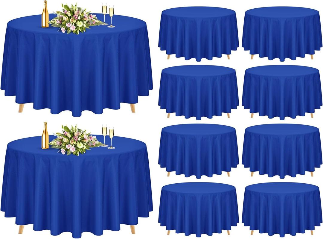Pesonlook 10 Pack 120 Inch Royal Blue Round Table Cloths, Premium Polyester Round Tablecloth Wrinkle Resistant Washable Table Cover for Wedding, Party, Dining,Banquet,Buffet