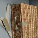 Wicker Picnic Basket for 2 Person, Willow Hamper Basket Sets with Insulated Compartment, Handmade 2 Person Picnic Basket Classical Red Check with Utensils Cutlery Perfect for Picnic, Camping