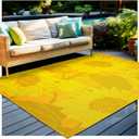 Outdoor Rug for Patio Furniture/Front Porch/Deck/Backyard Decor RV Waterproof Plastic Straw Camping Rugs, Bold Color Sunflower Design, Durable in Full Sun [9 * 12Ft]