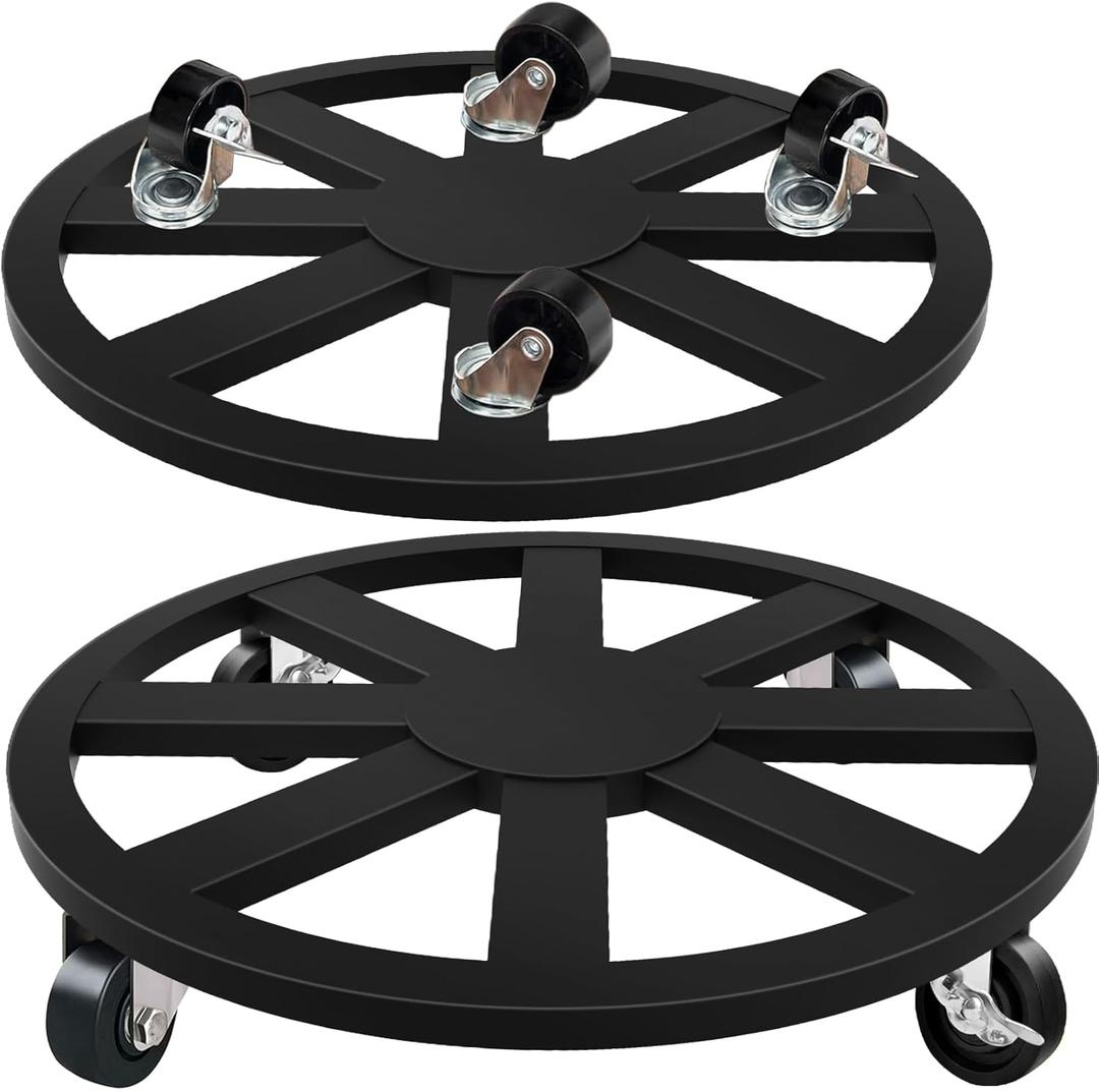 Pack of 2 Plant Caddy with Wheels, 12'' Heavy Duty Rolling Plant Stand with 360 Wheels Metal Plant Rollers Plant Dolly with Lockable Caster for Outdoor Indoor Plant Flower Pots