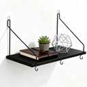 2 Pack Black Cubicle Shelf With Hooks For Fabric Walls, 12'' Wooden Office Cubicle Accessories for Work, Floating Wall Shelf for Decor, Hanging Organizer for Cubicle Wall Storage & Office Decorations