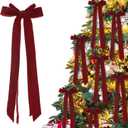 Hoteam 12 Pcs Burgundy Velvet Bows Christmas Tree Decor 13 Inch Large Vintage Rustic Ribbon Bow for Christmas Xmas Tree Home Party Door Wreath Garland Gift Wrapping