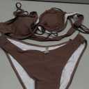 ZAFUL Women High Cut Bikini Sets String Sexy Swimsuit Two Piece Underwire Bathing Suit Brazilian Cheeky Cut Out Cute Swimwear (Medium, Coffee) 
