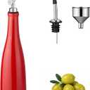 YOLIFE Olive Oil Dispenser Bottle, 20oz Ceramic Oil Dispenser for Kitchen, Oil Bottle with Gravity Spout, Leak Proof EVOO Dispensing Bottle with 2 Spouts and 1 Funnel for Vinegar, Juice(Red)