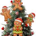 Gueevin 16 Pcs 12" Large Gingerbread Man Ornaments Christmas Tree Ornaments Bulk Xmas Giant Hanging Brown Paper Decor with Ropes Rustic Xmas Decor for Home Winter (Gingerbread Man, Tan)