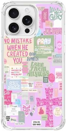 MMYAJT Classic Religious Sayings Phone Case Fit for iPhone 16 15 14 13 12 11 Plus Pro Max Mini Xr Xs Max — Wireless Charging Pink Aesthetic Cross God Jesus Phone Cover Gift for Boy Girl Men Women