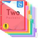 Forvencer 24 Count Dividers with Two Pockets, 8 tab Binder Dividers for 3 Ring Binder Organizer, Multicolor, 3 Sets (Red)