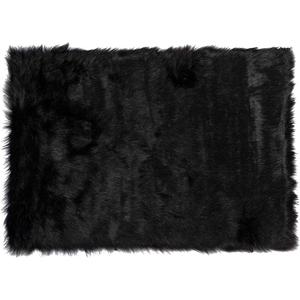 Black Rectangular Faux Fur Area Rug 25x35