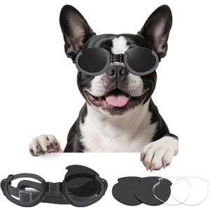Dog Goggles with Replaceable Lens Eye Protection Dog Sunglasses for Small to Medium Breed for Outdoor Riding/Driving/Walking/Surgery Recovery