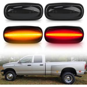 Bestview LED Dually Side Marker Lights for 2003-2009 Dodge Ram 2500 3500, AmberRed Front&Rear Bumper Fender Bed Lamp Assembly Kit accessories,Smoked Lens(Pack of 4)