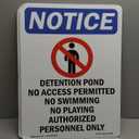 (2 Pack) Detention Pond No OSHA Notice Sign 10 Inch X 14 Inch Indoor/Outdoor Rust-Free Aluminum Metal Signs for Workplace, Workshop, and Construction Site, Made in the USA
