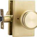 parro Brushed Gold Interior Door Knobs,Privacy Door Knob for Bath & Bedroom,Satin Brass Push Button Doorknobs