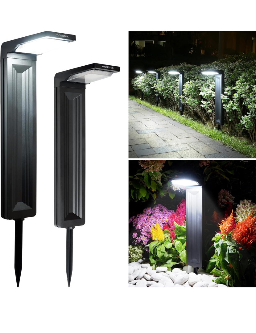 Solar Spot Lights Outdoor, Waterproof IP65, 30 LED, 2 Lighting Modes, Suitable for Outside Garden, Landscape,Pathway,Yard, Deck, Lawn, Patio, Fence- 4 Pack (Warm Light)