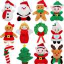 Fovths 12 Pieces Christmas Mini Stuffed Animals 5.7 Inch Snowman Santa Elk Elf Christmas Tree Hanging Plush Toys Tiny Plush Dolls for Christmas Party Favors Gift Key Chain