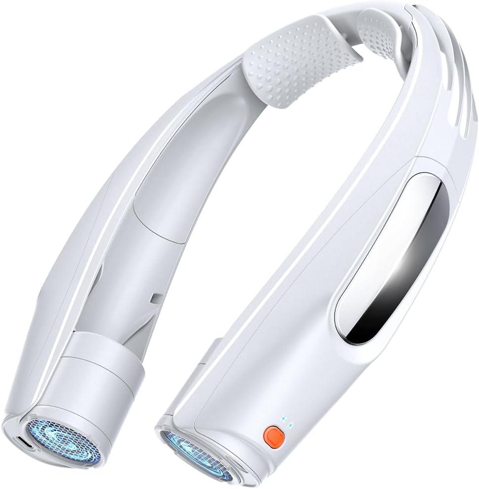 ZEEFO Portable Neck Fan, Hands Free Personal Fan- 6000mAh Battery Operated, USB Rechargeable Fan with 6 Adjustable Speeds, Cooling Wearable Fan for Home, Office, Outdoor, Travel-White