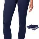 IUGA Compression Leggings with Pockets for Women Tummy Control Leggings No Front Seam Workout High Waist Yoga Pants (X-Large, Navy Blue)