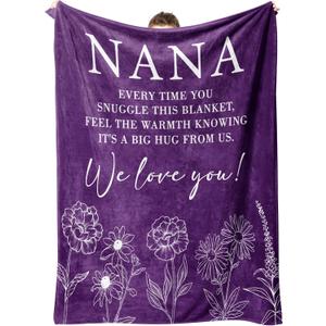 Nana Gifts, Birthday Gifts for Nana from Grandkids, to My Nana Nanny Grandma Soft Throw Blanket for Christmas 60" x 80", Purple