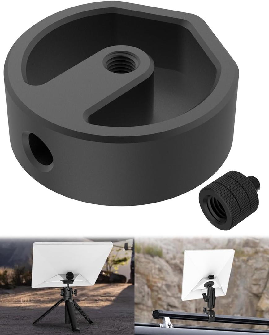 Starlink Mini Tripod Adapter - Aluminum Alloy Tripod Mount Adapter for Starlink Mini - 1/4"~20 and 3/8"~16 Threaded - Enables Tripod, Fixing Clamp or Other Bracket Fixing - Use with Pipe Adapter