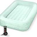 Intex Kids Travel Air Mattress Inflatable Bed with Raised Sides and Hand Pump - Portable Blow-Up Toddler Traveler Bed for Children's Naps or Sleep (Mint Green)