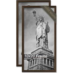 Solid Wood 10x20 Picture Frame with Brown Wood Grain 2 Packs