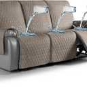 TAOCOCO 100% Waterproof Recliner Cover, Non-Slip Washable Reclining Couch Cover with Elastic Leg Straps, Furniture Protector for Dogs (Taupe, 3 Seater)