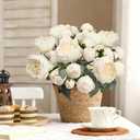 Silk Flower Peony Bouquets - 2 Pack Artificial Peonies with Stems Vintage Look Real Peonies Flowers for DIY Crafts Flower Arrangements Wedding Centerpiece Table Decor - Champagne