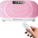MERACH Vibration Plate Exercise Machine, Curved Vibration Plate for Lymphatic Drainage Weight Loss, Vibrating Plate with Real-Time Calorie Tracking on LED Display, Workout Equipment for Home Women Men (Pink)
