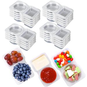 2 x RXRRXR 20PCS Double Compartment Condiment Container With Lids - Reusable Snack Pack Containers for Take-out Sauces