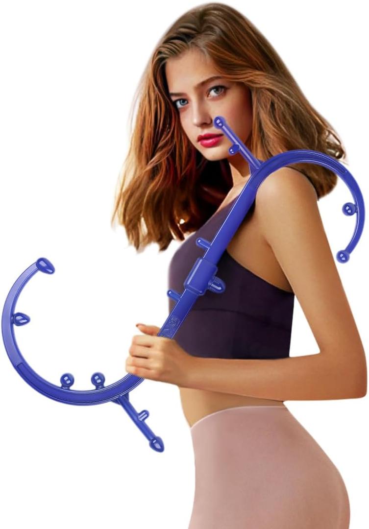 Back Hook Trigger Point Massager Tool, Handhold for Back Neck Shoulder Pain Relief, Deep Muscle Knots Massage for Women Men