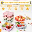 6 Pack Snack Containers, 4 Compartment Snack Box Containers Bento Box, Reusable Meal Prep Lunch Containers for Adults Kids Toddler, Divided Food Containers for Travel Work School