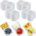 20 Sets Snack Containers, Snack Pack Containers with Lid, Double Compartment Condiment Container, Plastic Container for Sauce Salad Snacks Travel Take-out Food