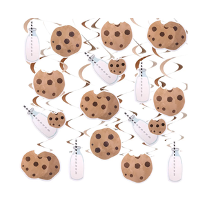 Epakh 30 Pcs Cookie Milk Party Decorations Chocolate Chip Milk Hanging Swirls Cookie Birthday Party Supplies for Baby Shower