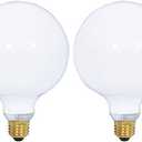 KOR (2 Pack) G40 Incandescent Light Bulb 2700K Soft Light, Decorative Globe Light Bulbs,E26 Medium Base, Perfect use for Decor, Pendant, Bathroom/Vanity Mirror Makeup, Dimmable. White-Finish (25)