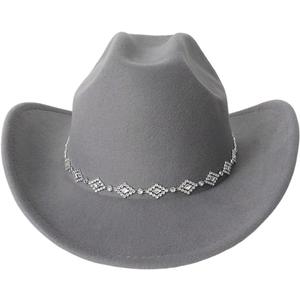 Verdusa Women's Western Cowboy Hat Rhinestone Wide Brim 2026 Cowgirl Hat