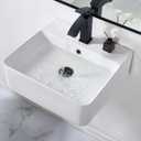 18.1 x 16.5 inch Modern White Rectangle Wall Mounted Bathroom Sink, Mini Floating Bathroom Vessel Sinks, Small Porcelain Corner Wall Mount Sink for Rvs, Restroom, Toilet